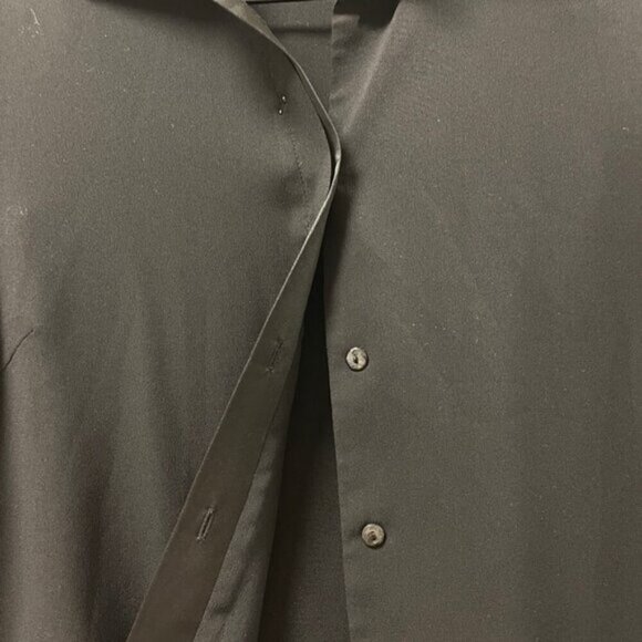 Vintage Satin Trim Hidden Button Blouse Black - Picture 4 of 15